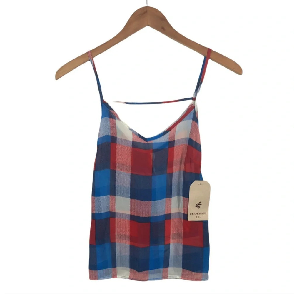 WS813 NWT Peppermint Boutique Plaid Blouse Top S
